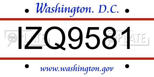 IZQ9581 District Of Columbia License Plate