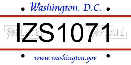 IZS1071 District Of Columbia License Plate