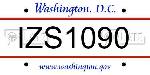 IZS1090 District Of Columbia License Plate