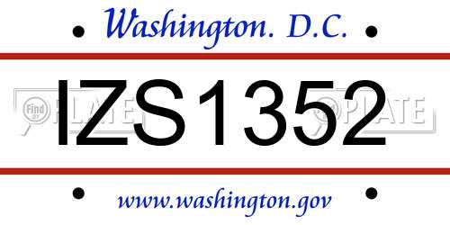 IZS1352 District Of Columbia License Plate