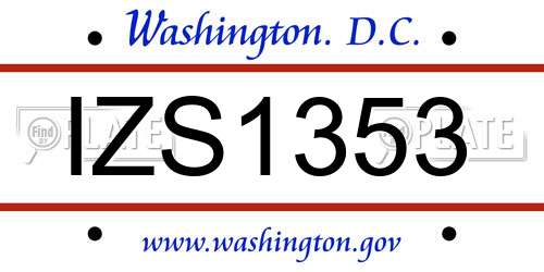 IZS1353 District Of Columbia License Plate