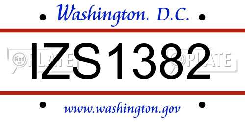 IZS1382 District Of Columbia License Plate