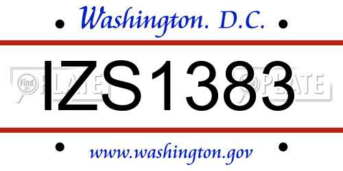 IZS1383 District Of Columbia License Plate