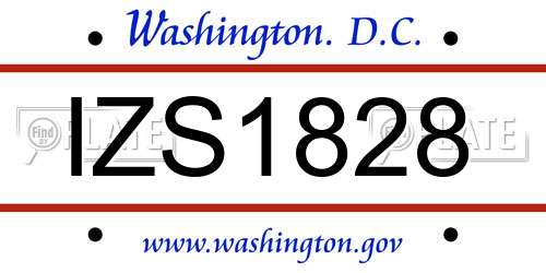 IZS1828 District Of Columbia License Plate