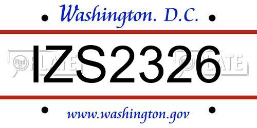 IZS2326 District Of Columbia License Plate