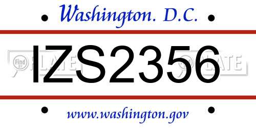 IZS2356 District Of Columbia License Plate