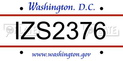 IZS2376 District Of Columbia License Plate