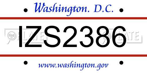 IZS2386 District Of Columbia License Plate