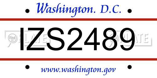 IZS2489 District Of Columbia License Plate