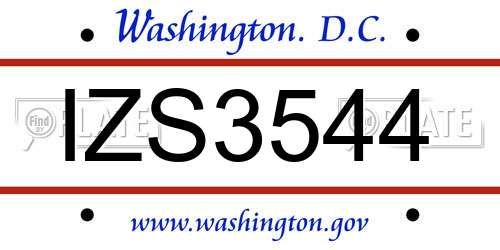 IZS3544 District Of Columbia License Plate