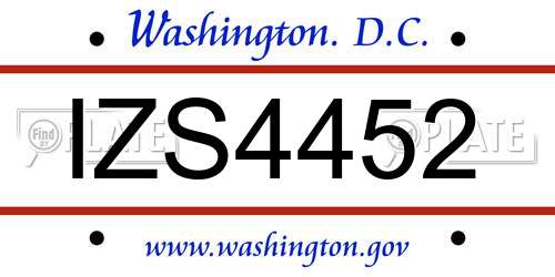 IZS4452 District Of Columbia License Plate