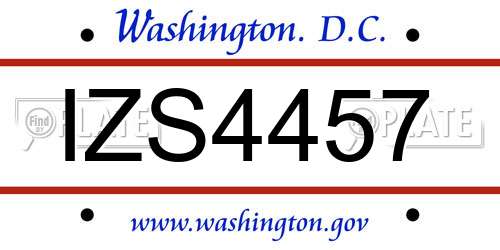 IZS4457 District Of Columbia License Plate