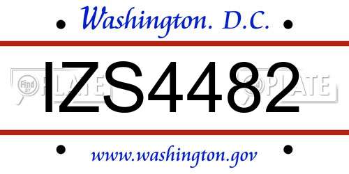 IZS4482 District Of Columbia License Plate