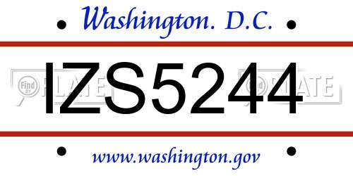 IZS5244 District Of Columbia License Plate