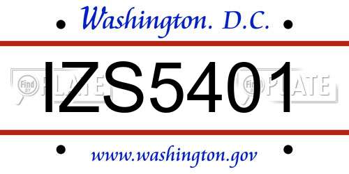 IZS5401 District Of Columbia License Plate