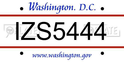 IZS5444 District Of Columbia License Plate