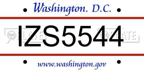 IZS5544 District Of Columbia License Plate