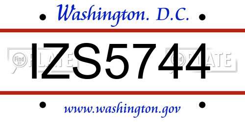 IZS5744 District Of Columbia License Plate