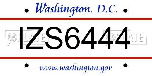 IZS6444 District Of Columbia License Plate