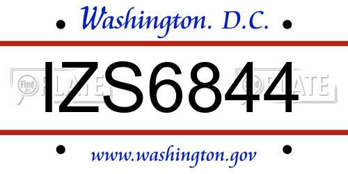 IZS6844 District Of Columbia License Plate