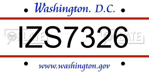 IZS7326 District Of Columbia License Plate