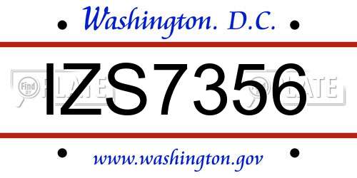 IZS7356 District Of Columbia License Plate