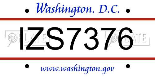IZS7376 District Of Columbia License Plate