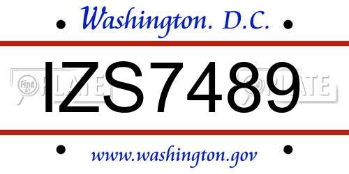IZS7489 District Of Columbia License Plate