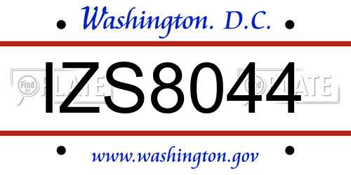 IZS8044 District Of Columbia License Plate