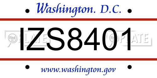 IZS8401 District Of Columbia License Plate