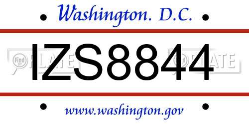 IZS8844 District Of Columbia License Plate