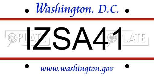 IZSA41 District Of Columbia License Plate