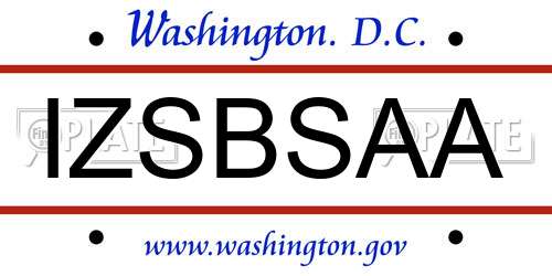IZSBSAA District Of Columbia License Plate