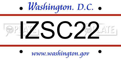 IZSC22 District Of Columbia License Plate