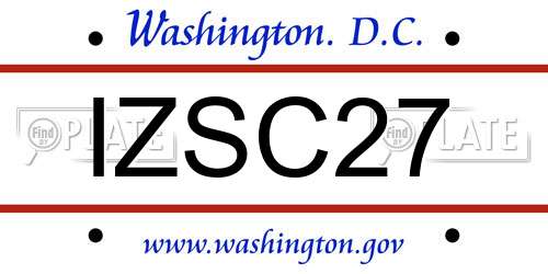 IZSC27 District Of Columbia License Plate