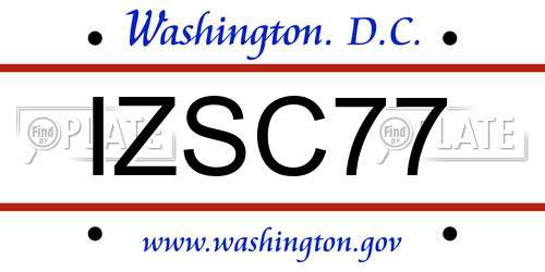 IZSC77 District Of Columbia License Plate
