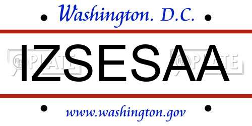 IZSESAA District Of Columbia License Plate