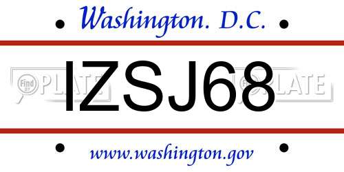 IZSJ68 District Of Columbia License Plate