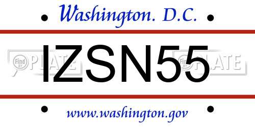 IZSN55 District Of Columbia License Plate