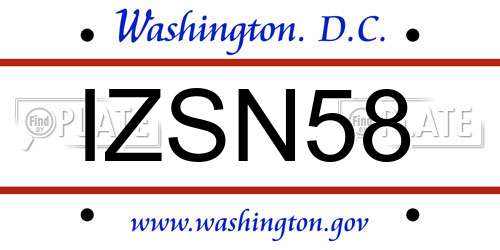 IZSN58 District Of Columbia License Plate