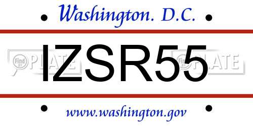 IZSR55 District Of Columbia License Plate