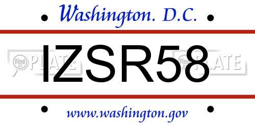 IZSR58 District Of Columbia License Plate