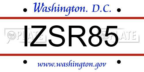 IZSR85 District Of Columbia License Plate
