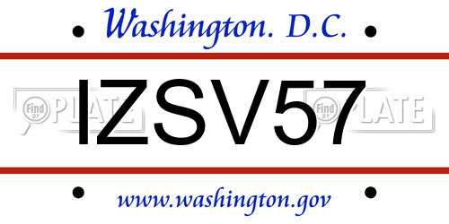 IZSV57 District Of Columbia License Plate