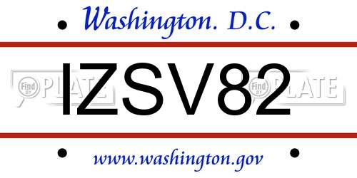 IZSV82 District Of Columbia License Plate