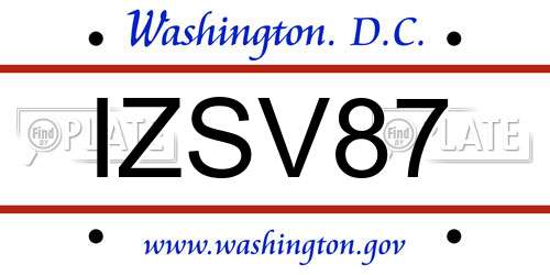 IZSV87 District Of Columbia License Plate