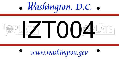 IZT004 District Of Columbia License Plate