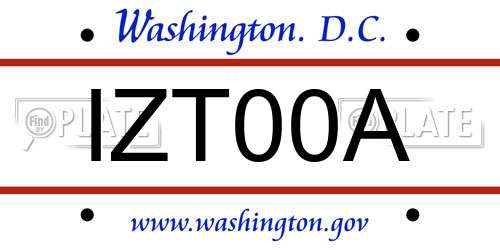IZT00A District Of Columbia License Plate