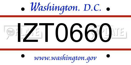 IZT0660 District Of Columbia License Plate