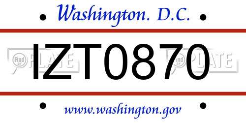 IZT0870 District Of Columbia License Plate
